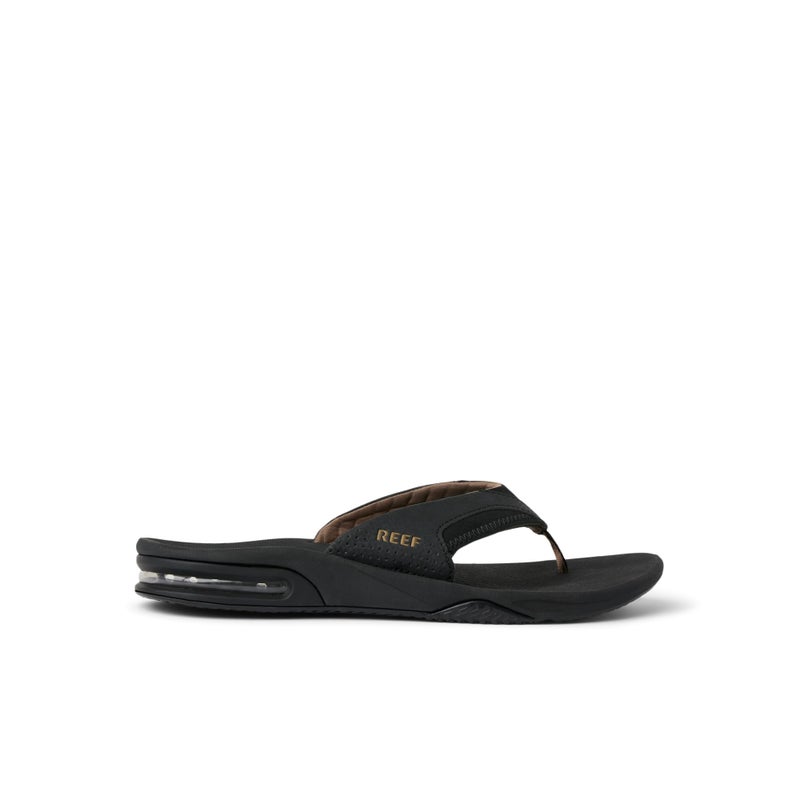 REEF Fanning Mens Bottle Opener Flip Flop, Arch Support, Durable Outsole, Water Friendly, Black/Brown, 9 - Image 3